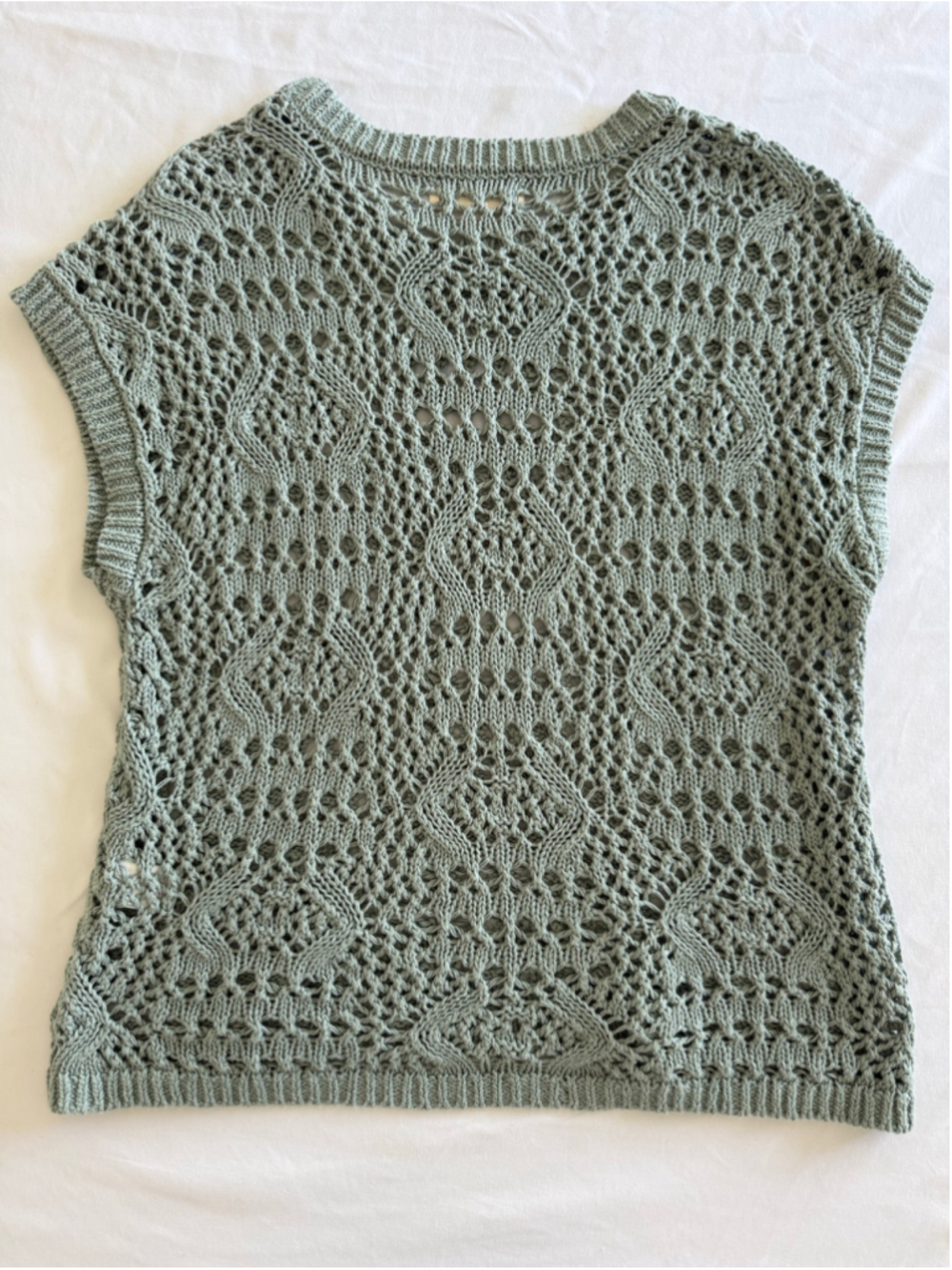 Women's Lucky Brand Green Crochet Knit Crew Neck Sweater Size L - Picture 9 of 10
